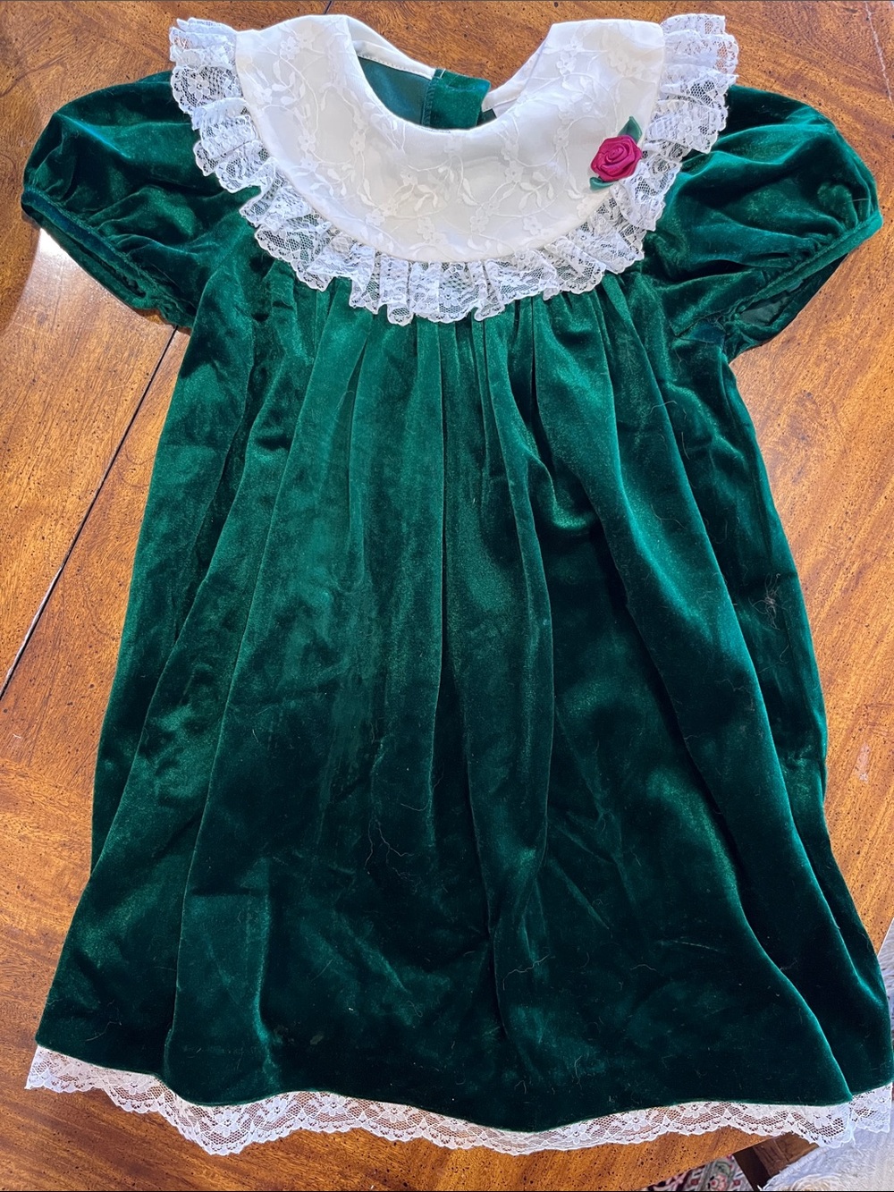Girls “Rare Editions” Green Velvet/Velour Dress